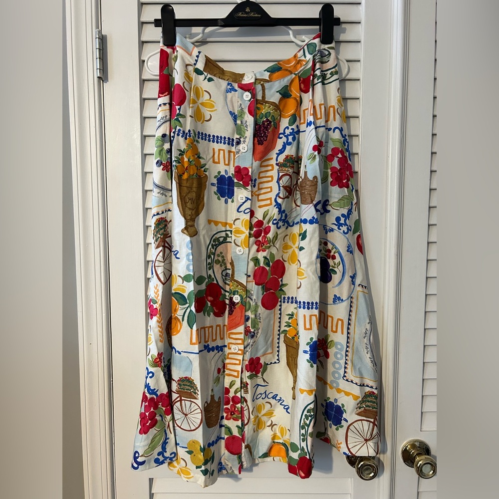 Zara Toscano print midi skirt - size L